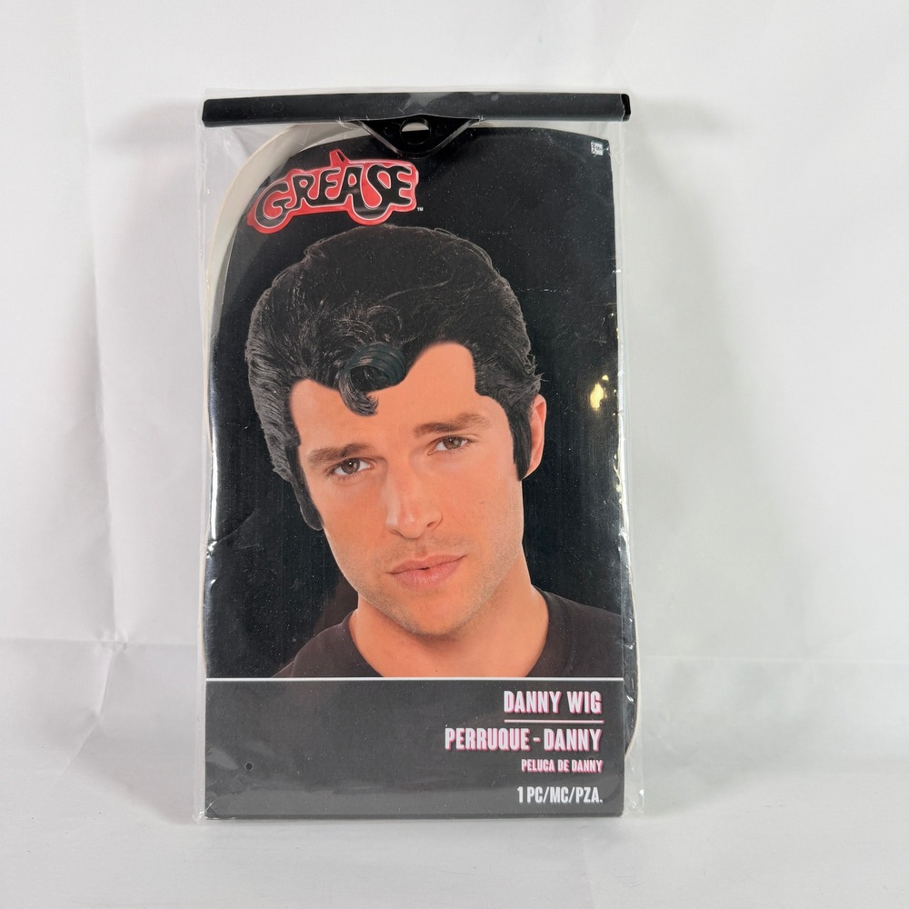 Grease Danny Zuko Adult Costume Wig Black Pompadour Greaser 50s Amscan New